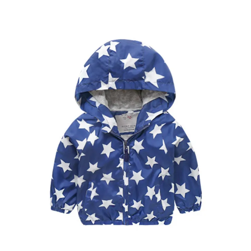 

AILEEKISS Baby Boys Spring Jackets Children's Windbreaker Hooded Five Star Printed Coats Kids Outerwear Clothes Girls Clothing