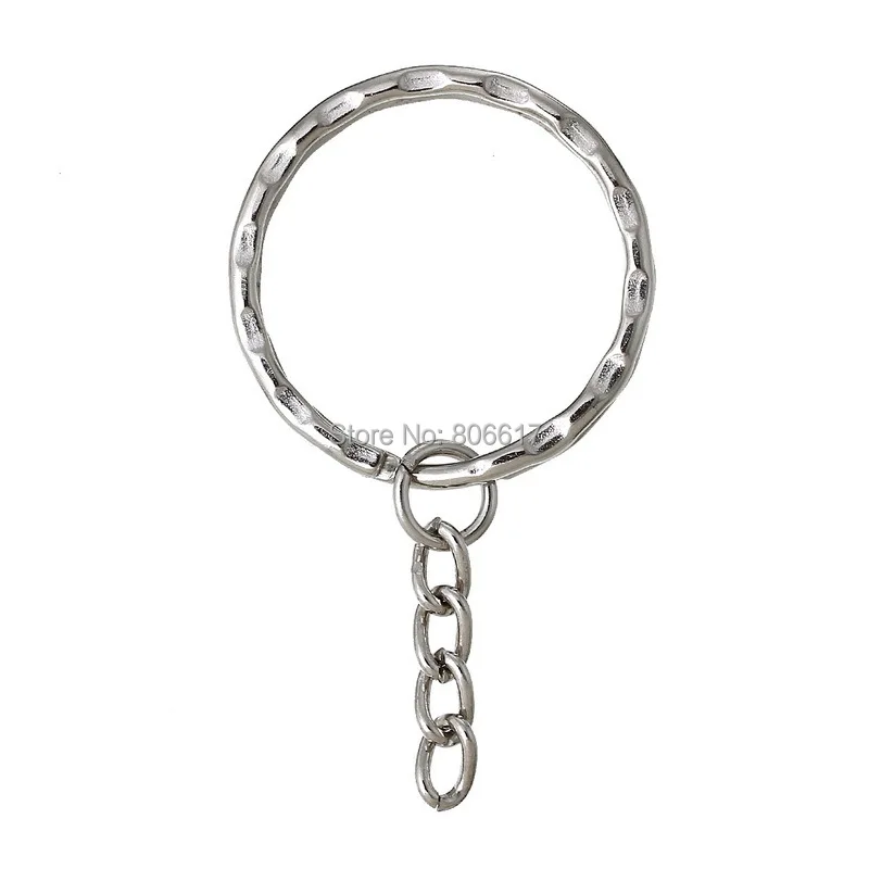 Best Quality 30 Pcs Silver Tone Key Chains & Key Rings 50mm long(W03343