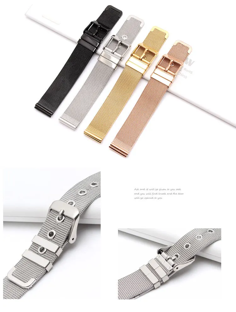 Ультра тонкие миланские ремни наручные часы браслет звенья 304 сетчатый Браслет из нержавеющей стали 18 мм 20 мм 22 мм 24 мм ремешки для часов