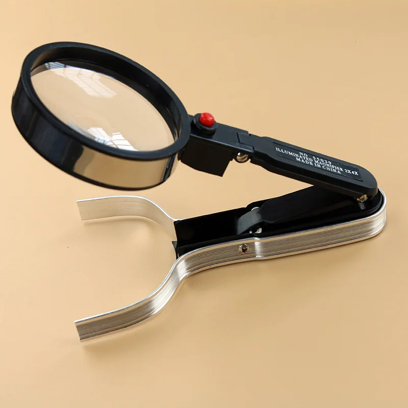 Foldable Magnifier Double Magnifying Glass Handheld Magnifier Desk Lamp