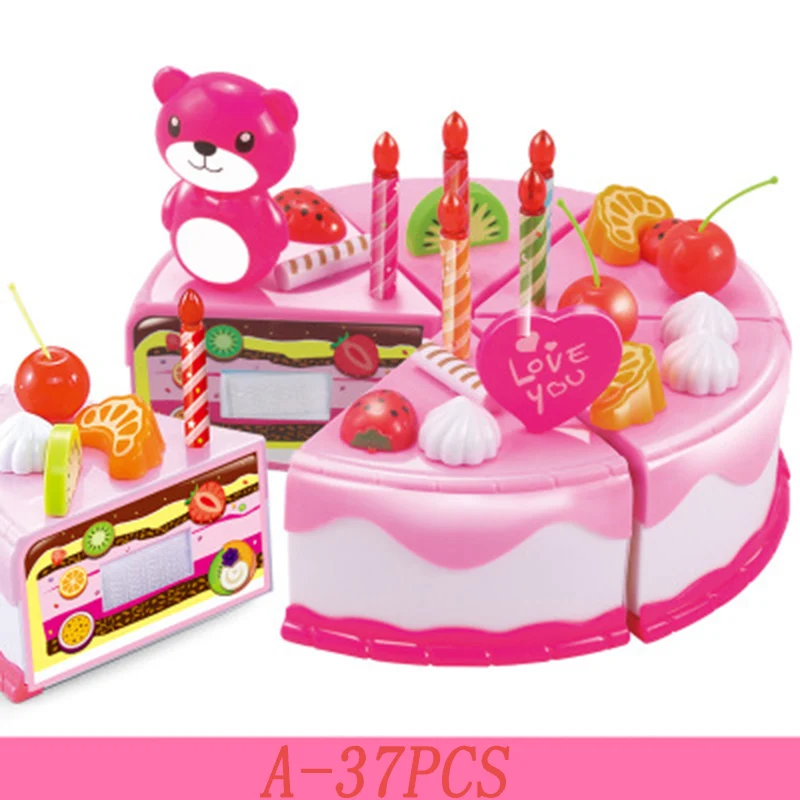 

80 Pcs Girls Birthday Cake Set DIY Pretend Play Miniature cookies Food Utensils Cutting Kitchen Toy For Kids Christmas Gifts