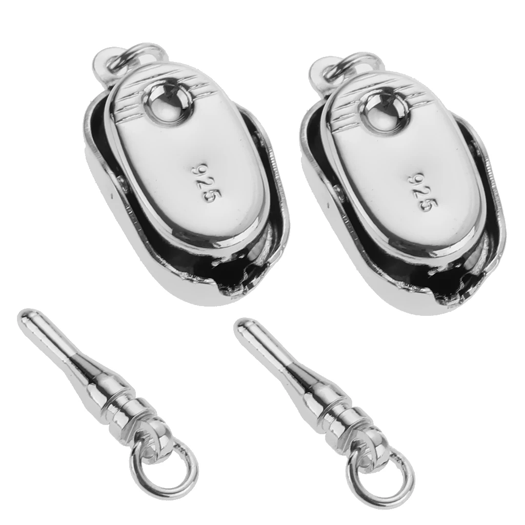2pcs 925 Sterling Silver Connector Buckle Clasp For DIY Jewelry Makings
