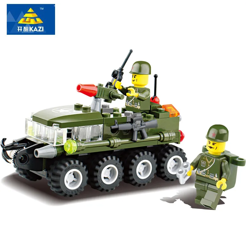 

KAZI 6412 102pcs Enlighten Child DIY Educational Toys Military vehicle armored vehicles Building Block Sets Children Toys