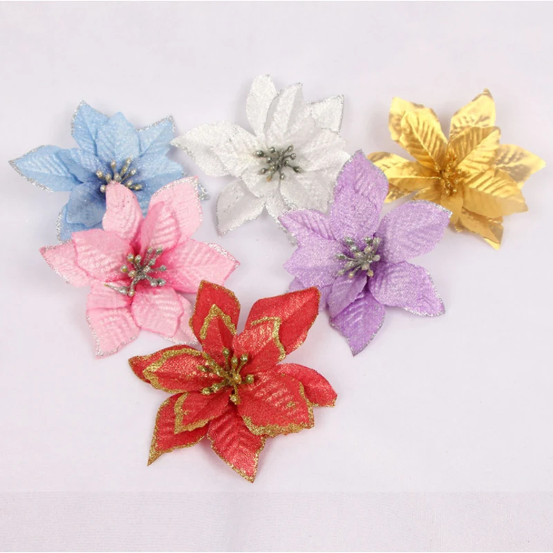 

Christmas Ornament Three-layer Gold Powder Christmas Flower Christmas Tree Decoration Artificial Flower Fake Flower