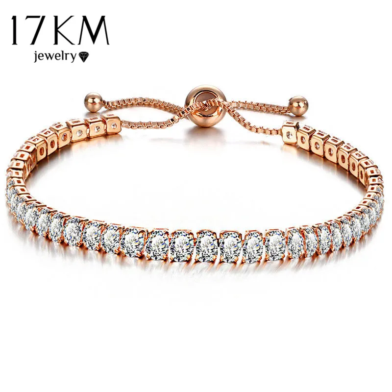 

17KM Fashion Cubic Zirconia Tennis Bracelet & Bangle Adjustable Pulseras Mujer Charm Bracelet For Women Bridal Wedding Jewelry