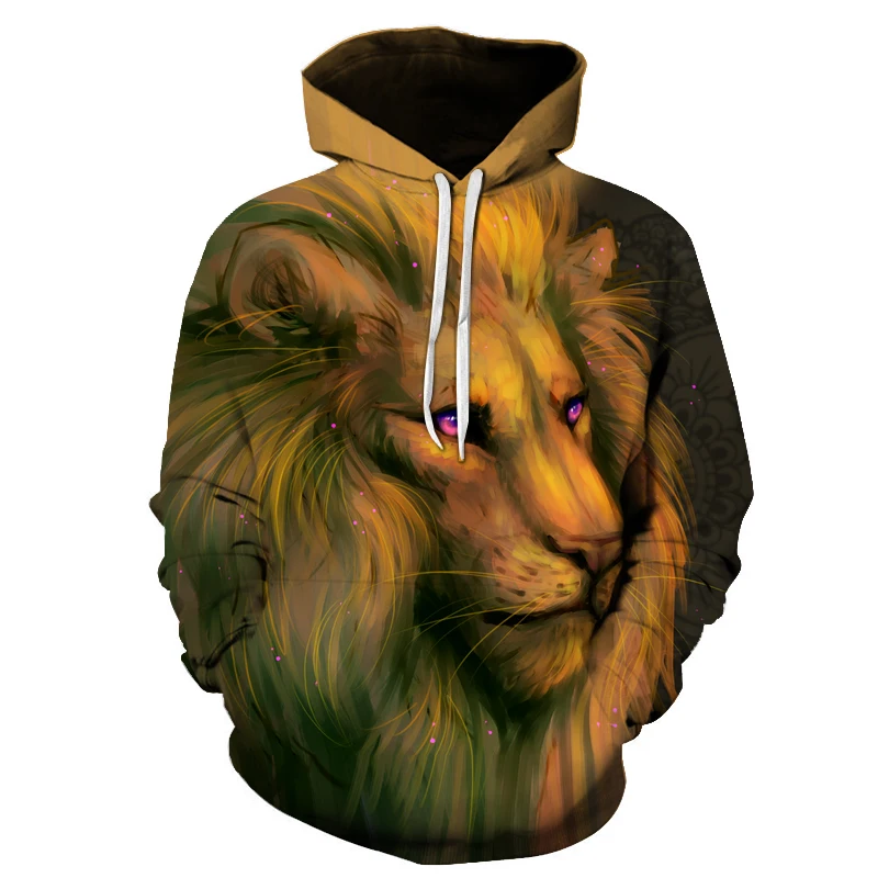 

Casual Men's Hoodie Strong Lion 3D Print Long Sleeve Sweatshirt 2019 Spring & Winter Fashion Pullover