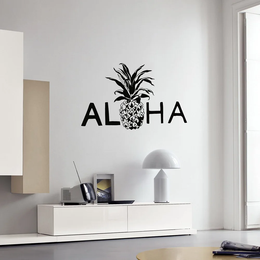 Us 6 9 26 Off Aloha Vinyl Wall Decal Pineapple Hawaii Hawaiian Beach Style Interior Decor Stickers Mural Bedroom Art Decals Mural A25 In Wall