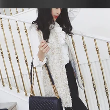 Твидовая куртка без рукавов цельный Расширенный заказ весна/лето/осень длинная куртка пальто дамское пальто с блестками