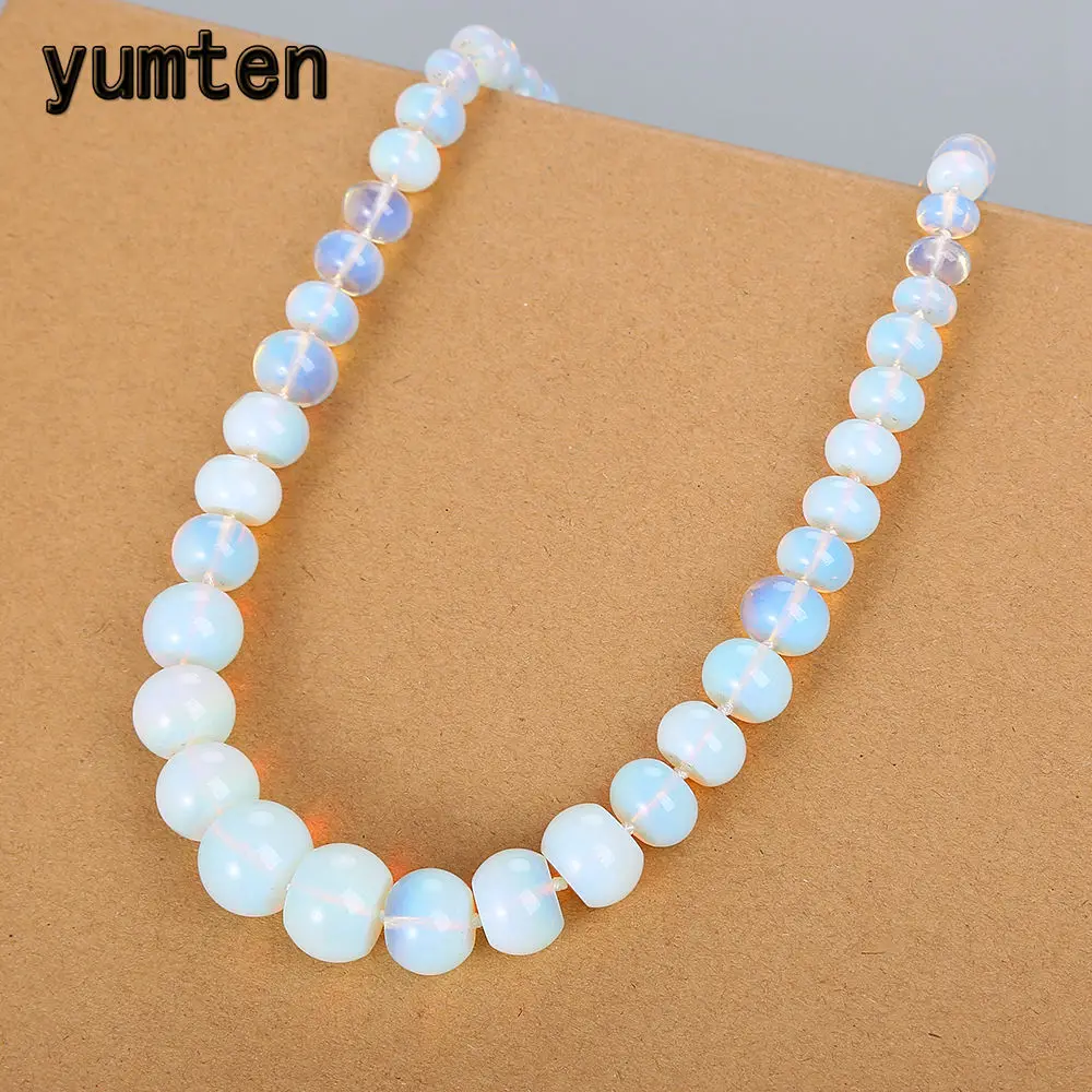 

Yumten Opal Natural Stone Rainbow Gemstone Necklace Power Crystal Choker Charm Beads Chain Reiki Vintage Women Men Fine Jewelry