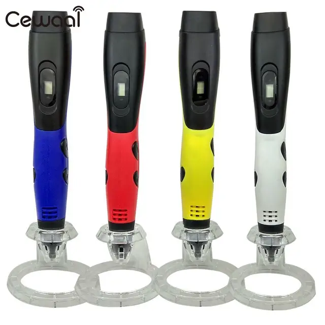Special Price Cewaal Portable 3D 6th Generation LCD 3D Drawing Printing Pens with 2packs PLA Filament 1.75mm US/EU Plug for Kids Gift Drawing