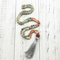 Collier de perles Mala nouées pour le courage, collier de prière de méditation Mantra, amazoging ite 256, aventurine rose, 108 3