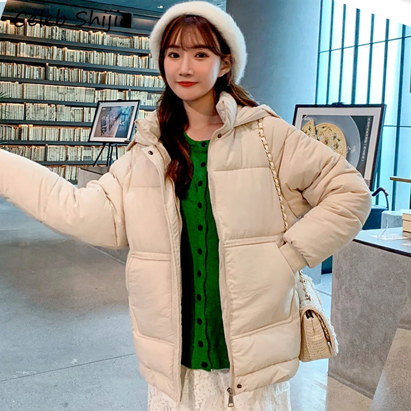 

2019 winter cotton coat women rice white pocket hodded thicken keep warm black down parkas chaqueta mujer plus size outdoor