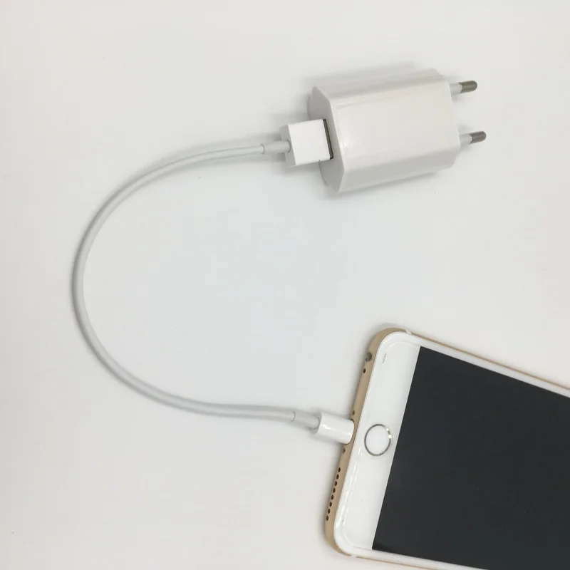 White EU usb charger + 20cm 8pin usb cable sync data and charging for