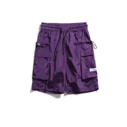 Шикарные винтажные летние гладкие и свободные трехмерные многокарманные мужские шорты Карго Harlan Короткие