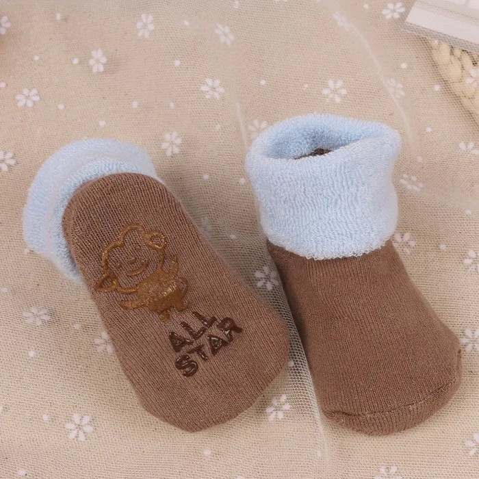 Новые зимние носки для малышей хлопковые носки для малышей Нескользящие Детские носки для новорожденных мальчиков и девочек Chaussette Bebe fille baby sokken - Цвет: Коричневый
