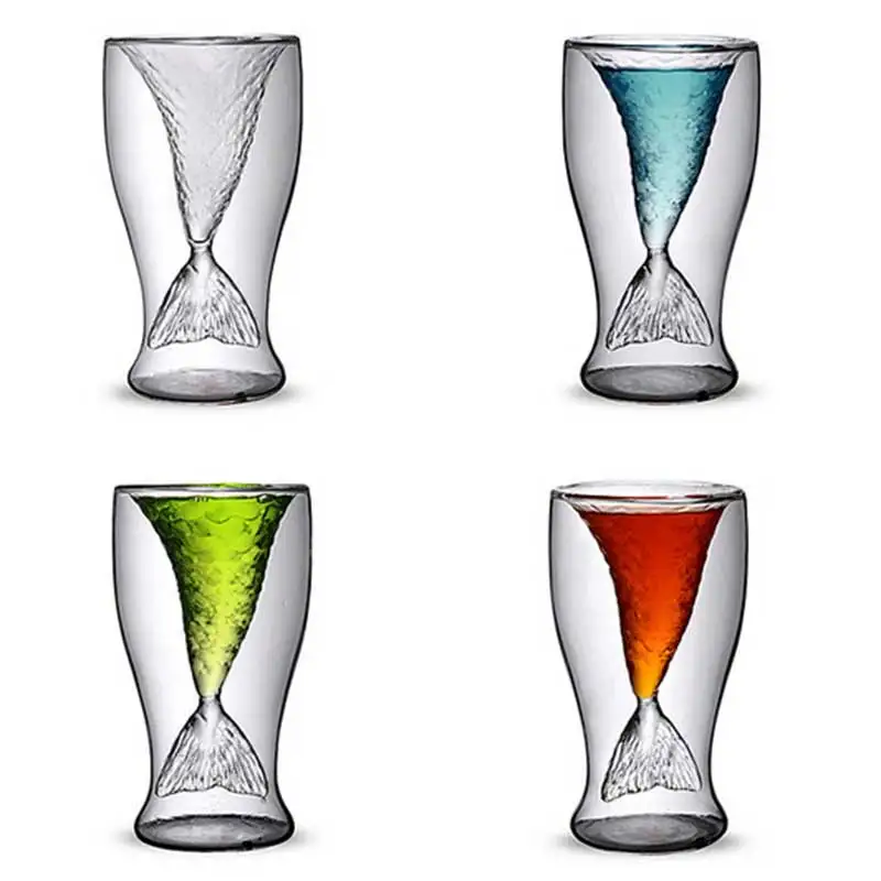 Creative Designer Mermaid Shape Glass Party Transparent Champagne Cocktails Wine Cup Doomed Drinkware for Bar Party Crystal Cup