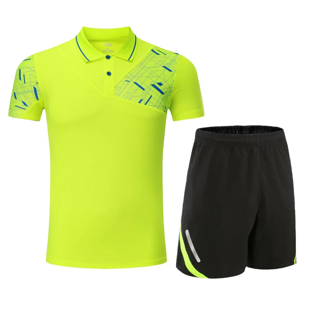 

2019 Men Badminton Table Tennis Short Sleeve set Survetement Men's Sport Running suits Quick Dry Men Gym Clothing Sportswear