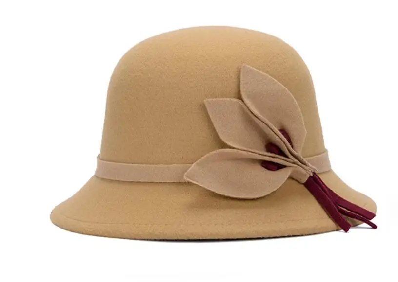 Damen Filz-Fedora Hut - Breite Krempe Zweifarbig Wollmütze