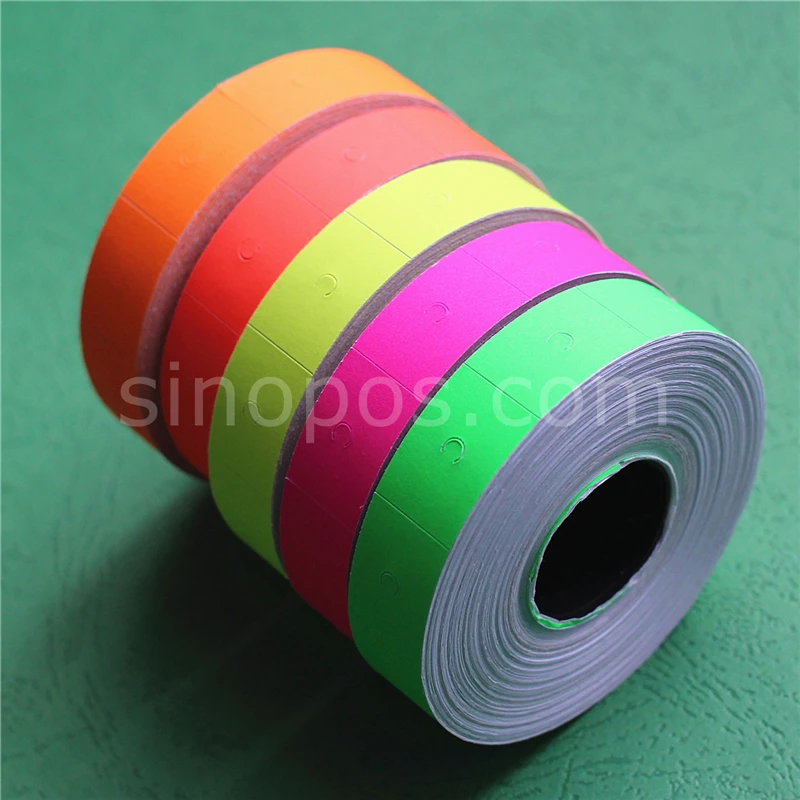 Paper Labels Colored For Two-line Labeller, pricing gun labeler #6600 tag  sticker roll reel red green yellow price label refill