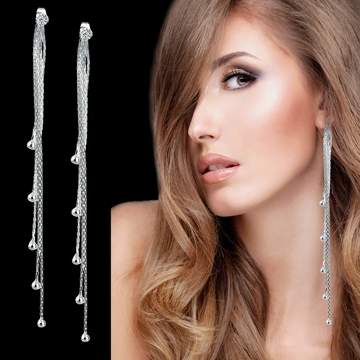 Double Chain Earrings Long Dangle For Women Silver Double Chain Earrings Long Dangle For Women Silver In Drop From Jewelry Accessories On Aliexpress Alibaba