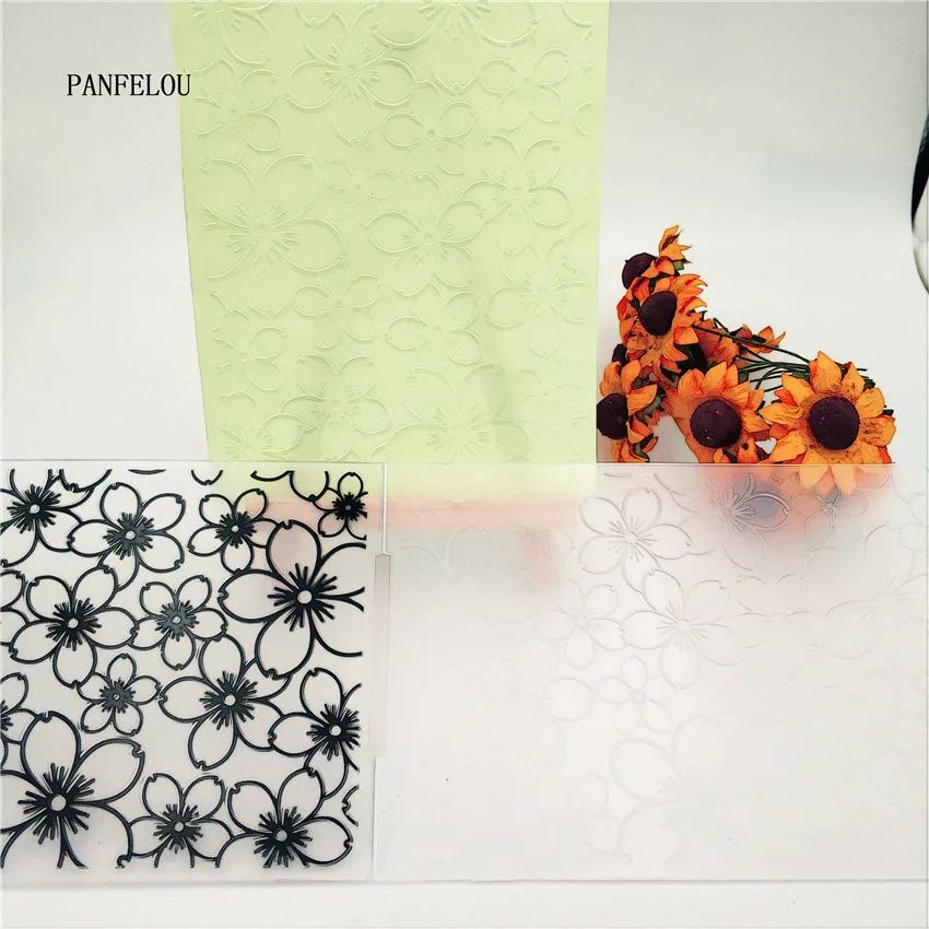 

PANFELOU The Flower splash Embossing folders Plastic For Scrapbooking DIY Template Fondant Cake Photo Album Card Making