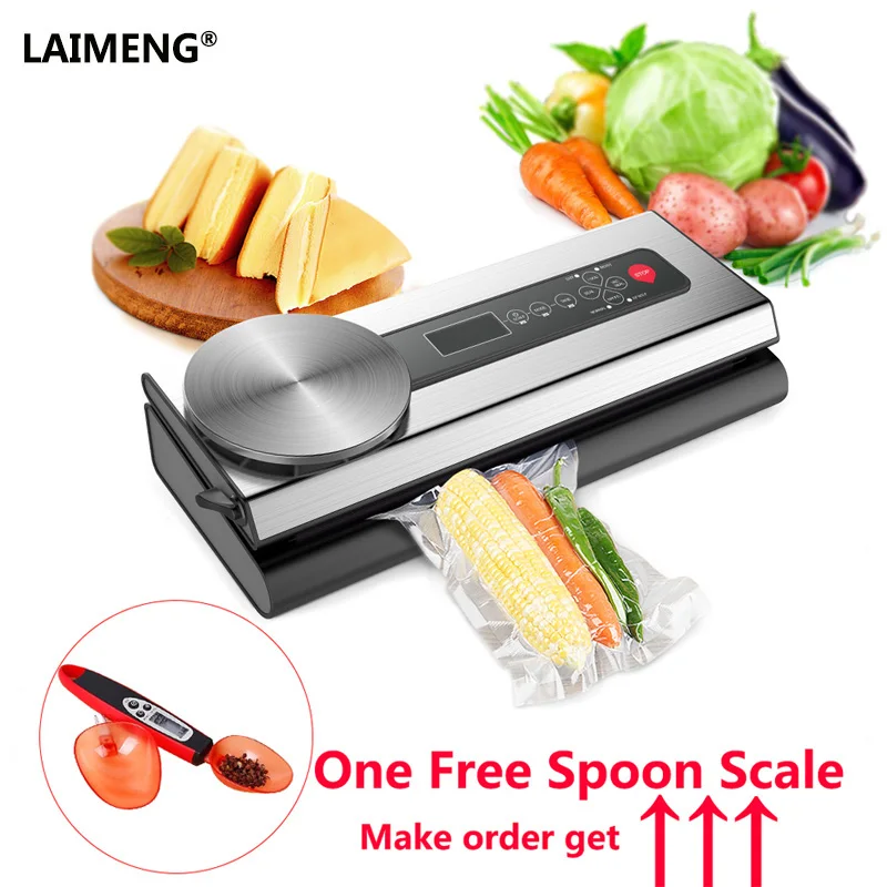 LAIMENG вакуумный упаковщик Профессиональный 110 V/220 V камеры Бесплатная Ложка весы