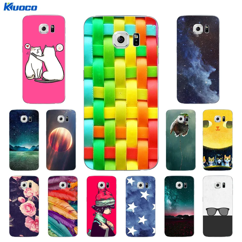 Ultrathin Soft Silicone Black Cover Case for Samsung Galaxy S6 s 6 Girl Cat Printing Coque Fundas G920 Phone Shell |