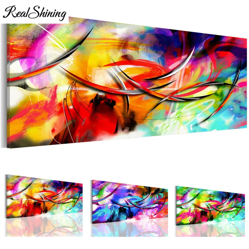 

REALSHINING Diy Diamond Painting full square Lines Graffit Diamond Pattern Beadwork 3d Pictures Needlework Diamond Mosaic FS2638