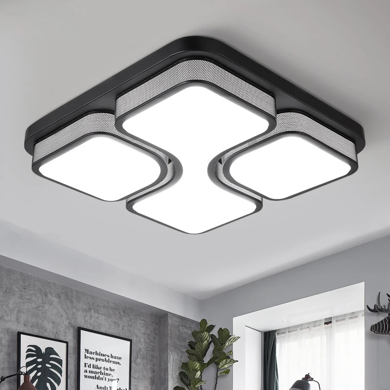 Черный/белый современный LED Потолочные светильники для Гостиная Спальня 95 265 В