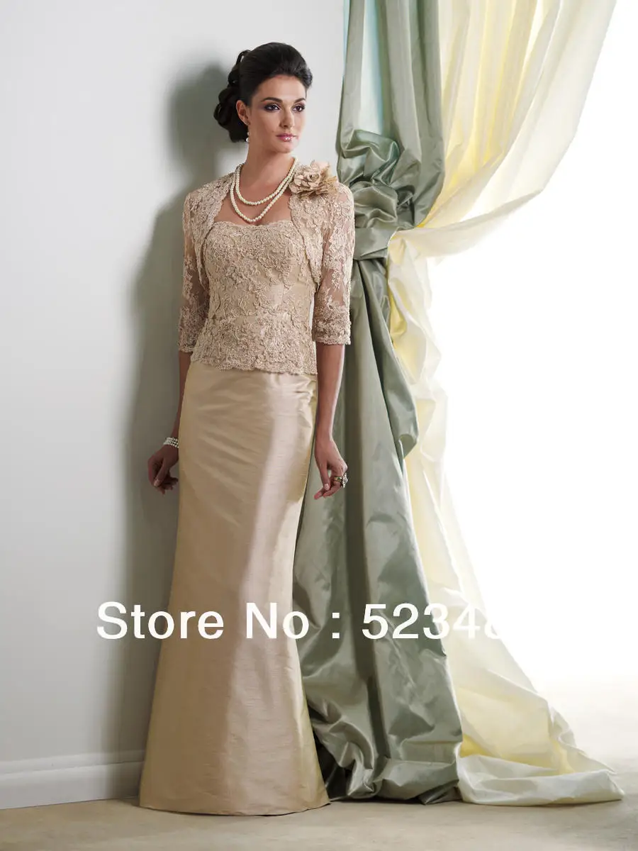 Beautifull Unique Gold Appliqued Lace Mother of the Bride/Groom Gowns
