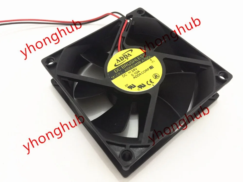 ADDA AD0824MB A70GL DC 24V 0.10A 80X80X25mm 2 провод Сервер вентилятор охлаждения|square fan|server fanadda 24v dc