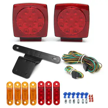 

LED Light kit 6Pcs LED Side Light +2Pcs Tail Brake Stop Light Bracket&Harness Turn Signal Lamp Submersible Truck Trailer