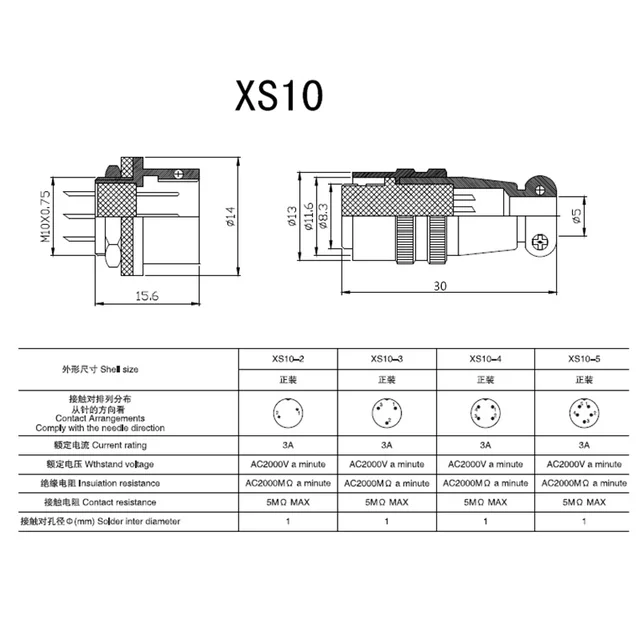 XS10 コネクタドッキング 10 ミリメートルプッシュプル円形