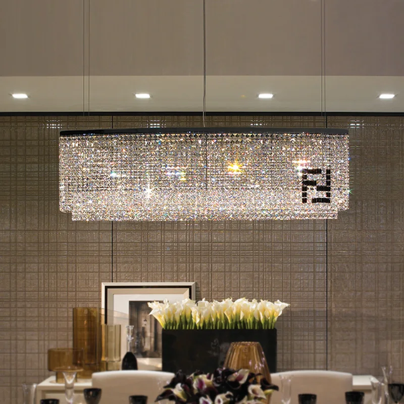 Shopcase светодиодный подвесной хрустальный светильник& освещение прямоугольный светодиодный светильник для столовой кафе ресторана светодиодный Pendientes Lustre