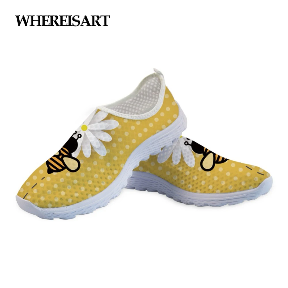 

WHEREISART Funny Animal Bee Pattern Women's Sneakers Flats Casual Ladies Summer Shoes for Teen Girls Fashion Loafers Zapatos