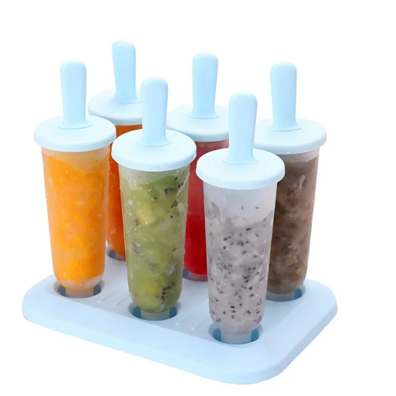 6 Freezer Ice Pop Maker Mold Popsicle Dessert Ice Cream Frozen Pops Cake Treats Kitchen tools