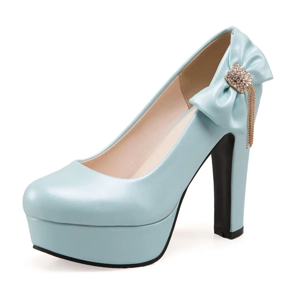 Lapolaka New Arrivals Plus Size 34-50 Wholesale Chunky Heels Bowtie Shoes Woman Pumps Female Slip On Platform Pumps Woman