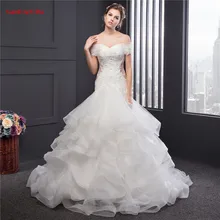 Real Photo Luxury Top Quality Lace Up Mermaid Wedding Dress Sweetheart Cascading Ruffles Bridal Gowns Robe De Mariage