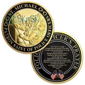 

1-10pcs Newest Police Officer Prayer gold coins St. Michael medals Patron Saint of Police Officers challenge coin collectibles