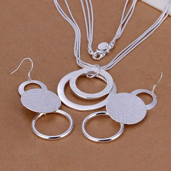 Classic High-Quality S017 Hot Selling Silver Color Fashion Jewelry Sets For Women Double O Aucajlja | Украшения и аксессуары