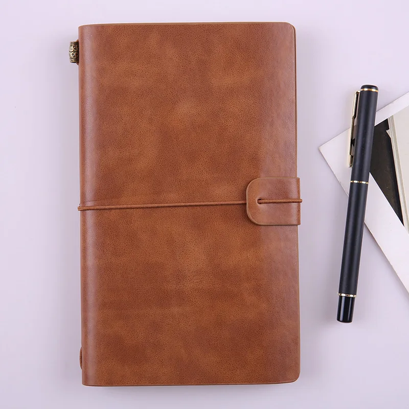 

Vintage hardcover notebook faux leather diary school supplies student business travel diary notes