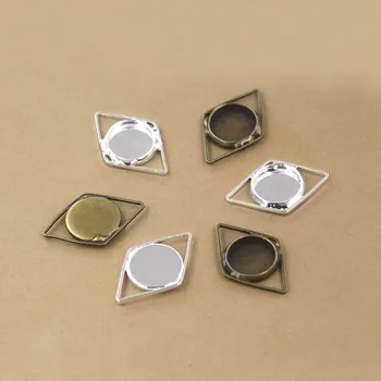 

Retro Wired Wrapped 10mm Round Smooth Bezel Stone Cabochons Connectors Links Findings DIY Pendant Making Multi-color