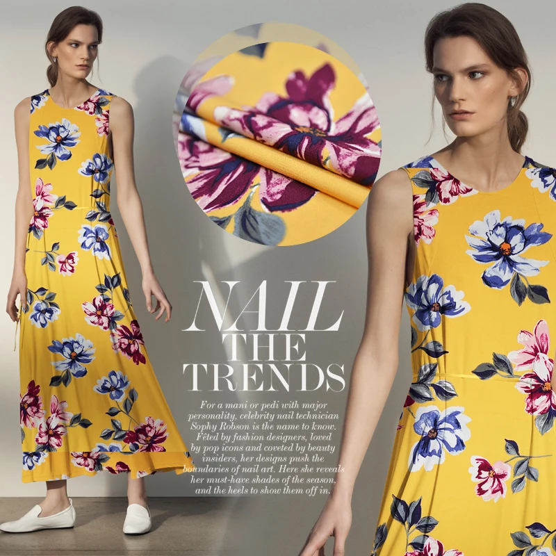 

Brilliant Flowers Tencel Rayon Material Summer Dress Fabric Viscose