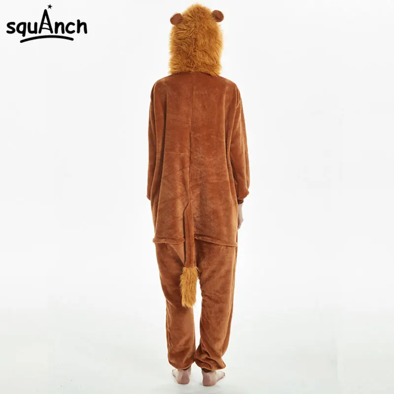 Lion Kigurumis Onesie Winter Pajamas Halloween Animal Outfit Unisex  Flannel Warm Soft