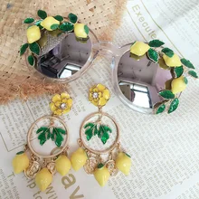 Новая мода барокко женские Девушки лимон Солнцезащитные очки Ретро Декор металлический лист солнцезащитные очки летние пляжные очки