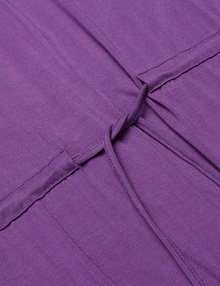 Ekouaer Винтаж ночная рубашка Для женщин пижамы v-образным вырезом и рукавом 3/4 шнурок талии сплошной свободные Midi ночная рубашка Повседневное