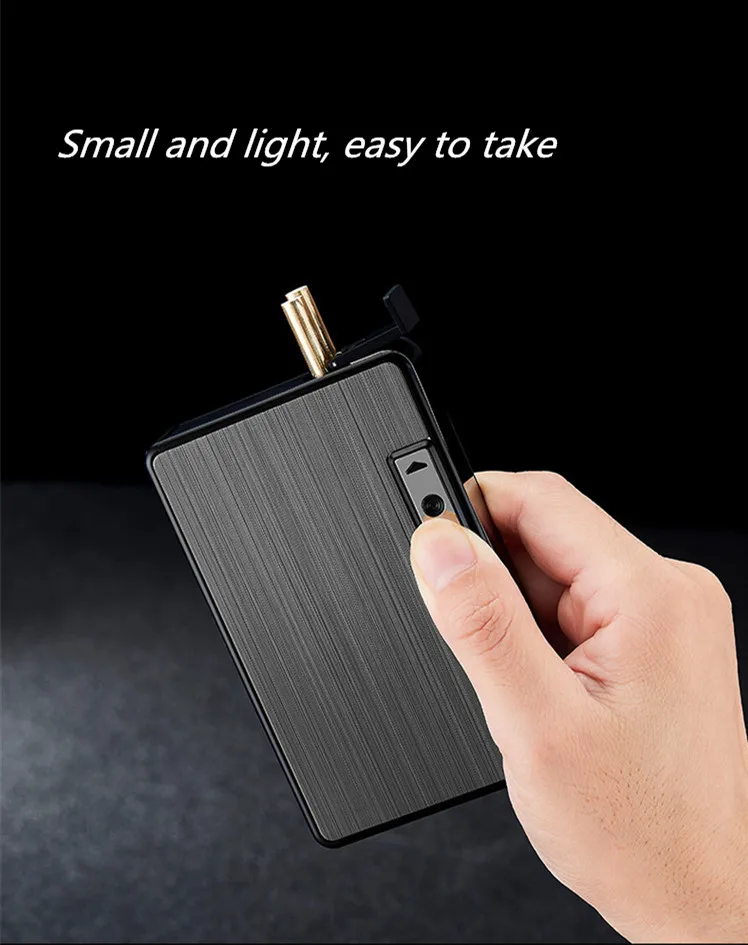 Waterproof Metal Cigarette Case with Lighter USB Plasma Arc Lighter Automatic Tobacco Box Holder Windproof Turbo Coil Lighters