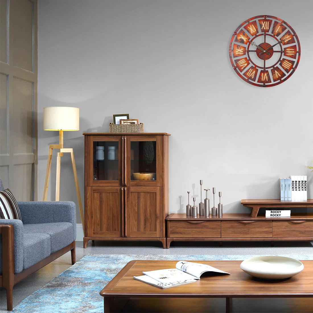 

58CM European Vintage Style Large Mechanical Gear Silent Wall Clock Mute Clocks For Home Decor - Rust Roman Number