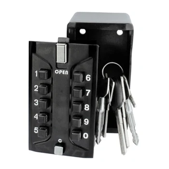 

Wall Mount Key Storage Box Security Lock Zinc Alloy Safe Organizer Padlock with 10-digit Combination Password Fixing Screw YSH06