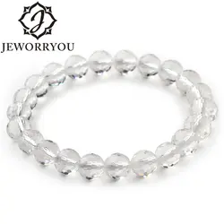 8-10 мм прозрачный кварцевый кристалл браслет белый с горный хрусталь браслет Femme камень браслет мужской